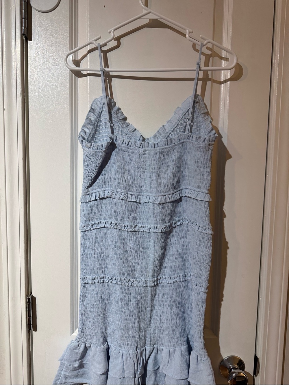 Light Blue Ruffle Bodycon Dress - Picture 2 of 4
